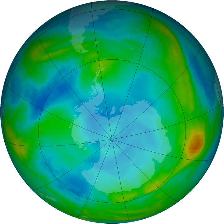 Antarctic ozone map for 13 July 1985